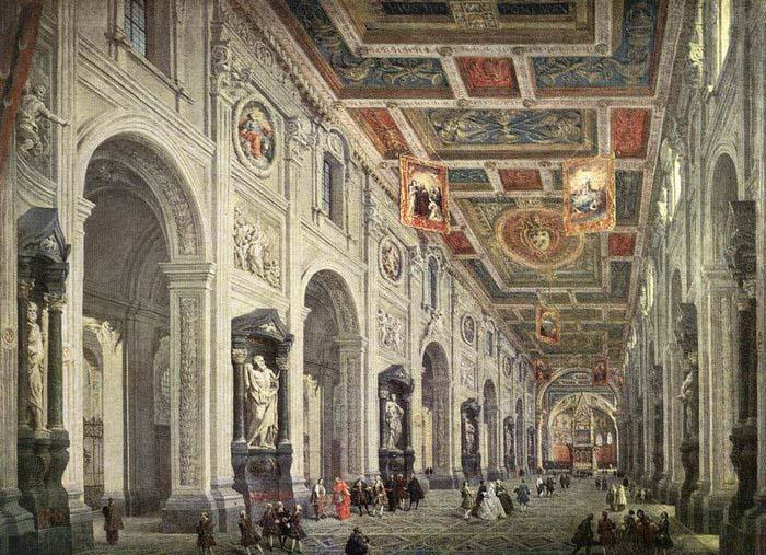 PANNINI, Giovanni Paolo Interior of the San Giovanni in Laterano in Rome Spain oil painting art